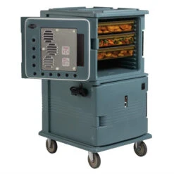 Chariot Isotherme Cambro Ultra Camcart UPCH1600 Avec Portes Chauffantes - Bleu Ardoise - Réf. CJ633 - Cambro