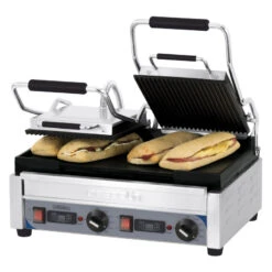 Grill Panini Double Premium Rainurée - Lisse Avec Minuteur Casselin - CGP2RLPT