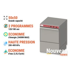 Lave-vaisselle Professionnel Avec Pompe De Vidange Panier, 500x500mm -Materiel Horeca Magasin lave vaisselle professionnel modular panier 500x500m 3