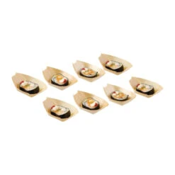 Plats Biodégradables En Peuplier 80mm - Présentation écologique - DK383 - Fiesta Compostable -Materiel Horeca Magasin plats biodegradables en peuplier pirogue fiesta compostable 80mm lot de 100 2