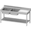 Plonge 2-bacs (G), 1400x700x850 Mm Avec étagère Basse - Stalgast -Materiel Horeca Magasin plonge 2 bacs g 1400x700x850 mm avec etagere basse a monter