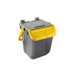 Poubelle Avec Couvercle Basculant Corps Gris - Couvercle Jaune - 25l - ECG-0025-080 - Linum