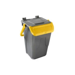 Poubelle Avec Couvercle Basculant Corps Gris - Couvercle Jaune - 35l - ECG-0035-080 - Linum