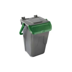 Poubelle Avec Couvercle Basculant Corps Gris - Couvercle Vert - 35l - ECG-0035-040 - Linum