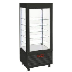 Vitrine 4 Faces T° Positive Avec éclairage LED, 5 étagères En Verre, 480L NOIRE - Diamond - INN/VN-B9-R2